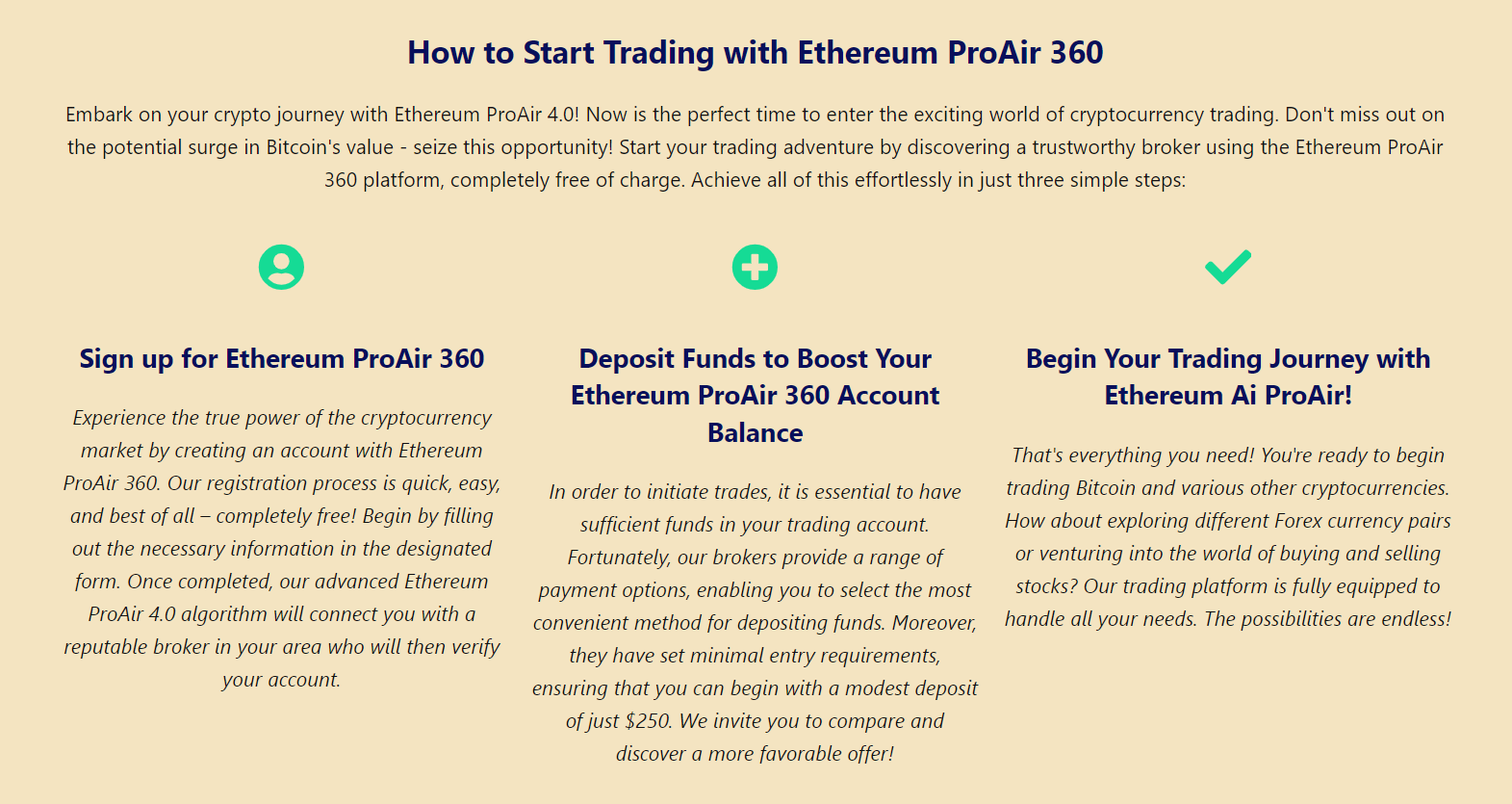 Ethereum ProAir 360 - Comment commencer à trader
