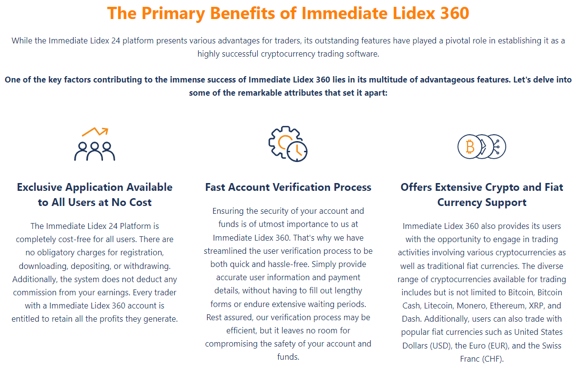 Immediate Lidex 360 (App) avantajları