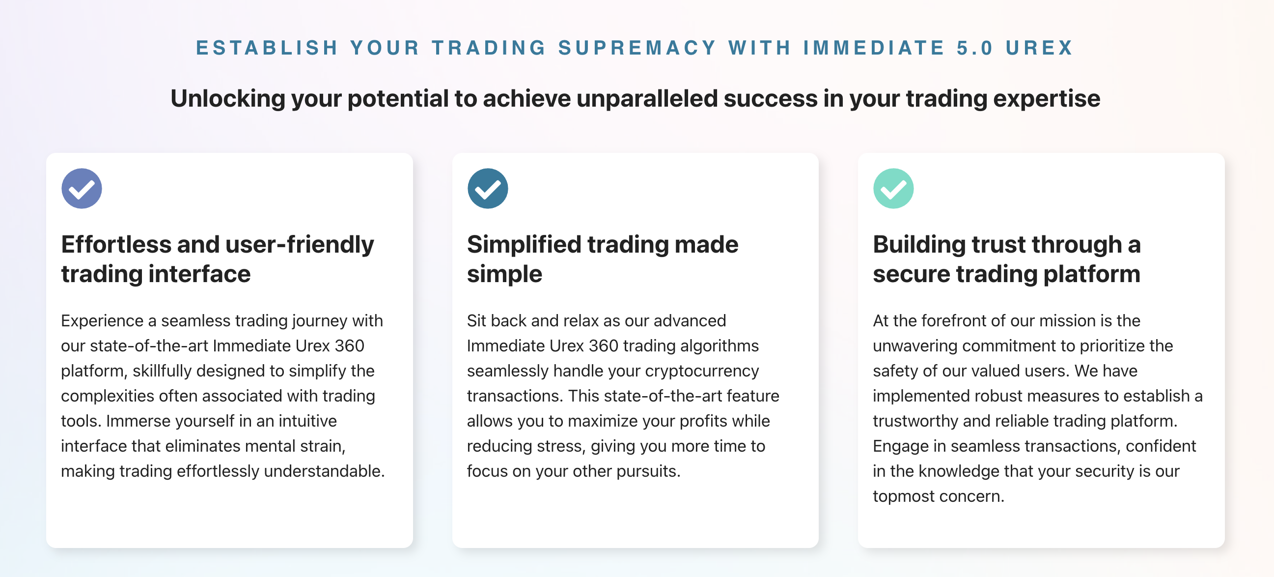 Immediate Urex App - trading
