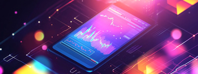 Teléfono con Neon Trading Graph